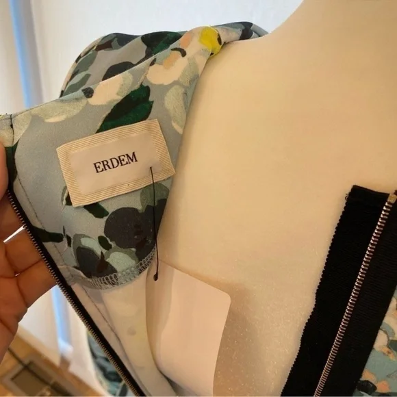 Erdem long sleeved blue and floral dress stunning! size L - Picture 2 of 3